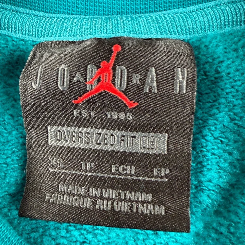 Jordan Flight Essentials Sweatshirt Men XS Teal Crewneck Pullover Jumpman Fleece